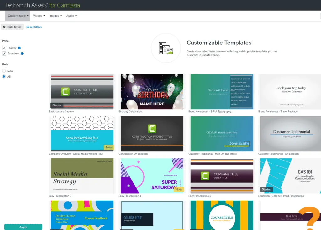 TechSmith Camtasia Assets Bookstore